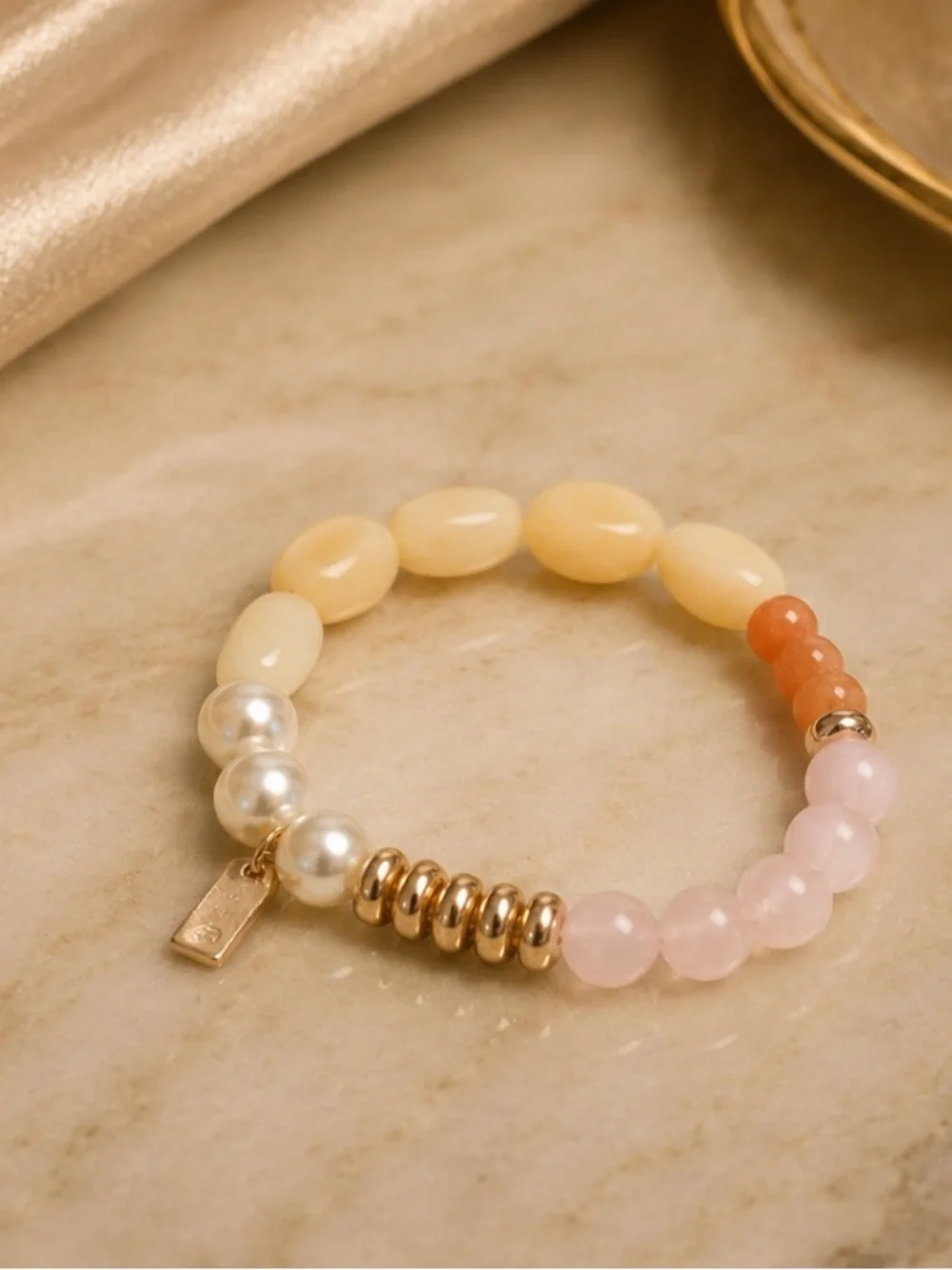 Inc Pearl Beaded  Stretch Bracelet